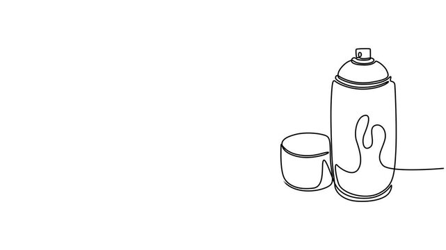 Continuous one line drawing of aerosol sprayer paint. One line drawing illustration of spray can. Paint for graffiti concept continuous line art. Editable outline.