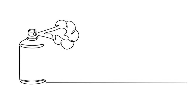 Continuous one line drawing of aerosol sprayer paint. One line drawing illustration of spray can. Paint for graffiti concept continuous line art. Editable outline.