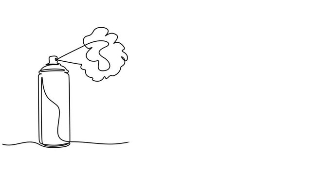 Continuous one line drawing of aerosol sprayer paint. One line drawing illustration of spray can. Paint for graffiti concept continuous line art. Editable outline.