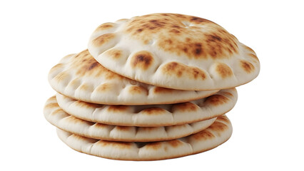 Stack of freshly baked pita bread on a dark background