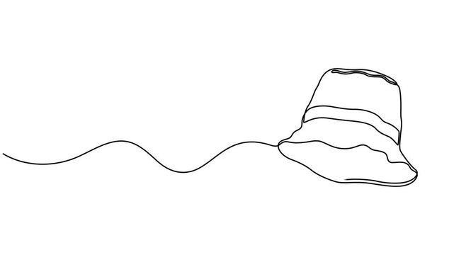Animated self drawing  One line art cowboy hat - Minimalist continuous line drawing of western style hat vector illustration, Continuous one line drawing of men hat, Single line drawing of cowboy hat,