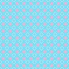 Pastel Floral Pattern on Blue Background