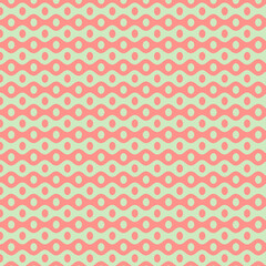 Retro Wavy Pattern in Coral and Mint Green