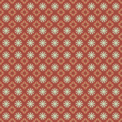 Vintage Floral Pattern on Red Background
