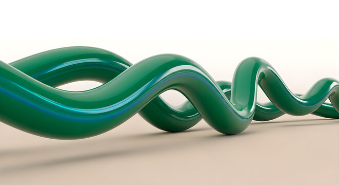 Green Abstract Curve 3D Render Copy Space