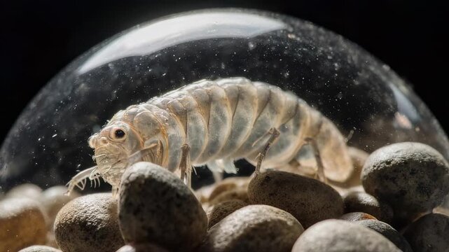 Amphipod in Glass Dome - A Macro View of Marine Life.
