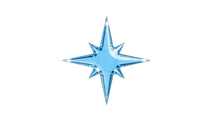 Shining starburst, icy blue light with transparent background for design use