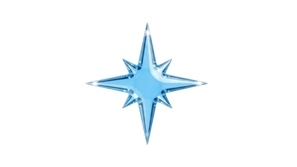 Shining starburst, icy blue light with transparent background for design use