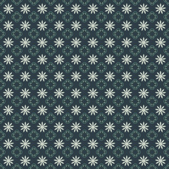 Floral Pattern on Dark Teal Background