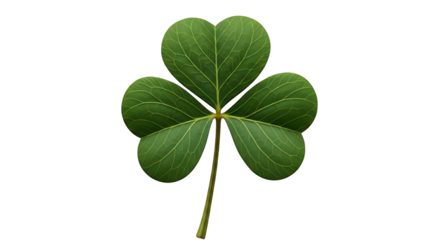 Single green shamrock leaf against black background