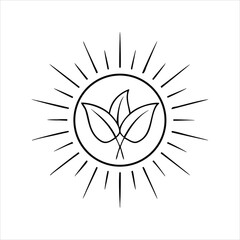 Solar Bloom Leaf Badge – Eco Energy Vector Icon