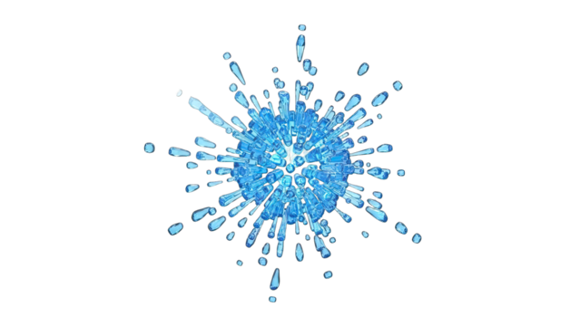 Stunning blue ice crystal explosion effect for science concepts design