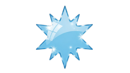 Sparkling blue starburst emblem radiates energy and festive excitement