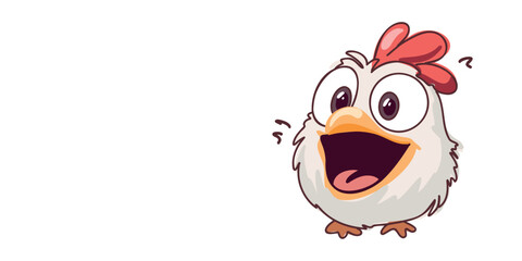 Naklejka premium cute chick banner design happy cartoon style with text area