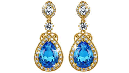 Elegant gold blue gemstone drop earrings