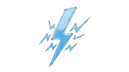 Electric blue lightning bolt radiating striking energy and power