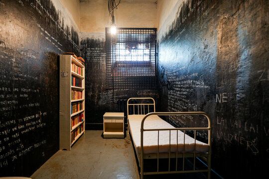 Prison cell turned in to a hotel room in the Karosta Prison in Liepāja, Latvia - This is the only military prison open to the public in Europa