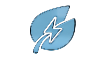Modern sustainable energy logo with leaf and lightning bolt design