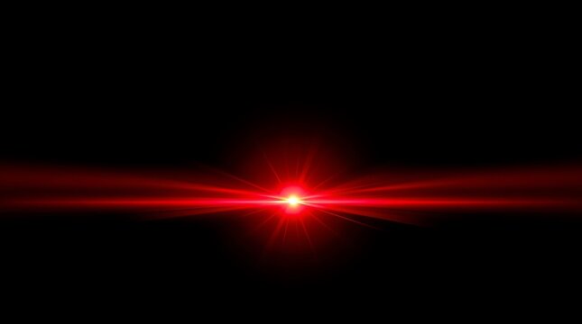 Bright red lens flare effect on black background