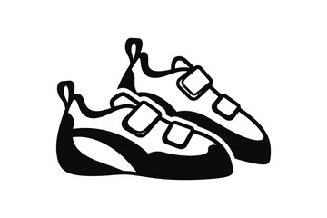 Climbing shoes icon in monochrome silhouette design for outdoor and adventure themes