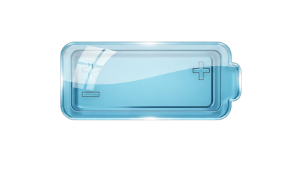 Sleek battery icon with plus and minus symbols for energy concepts
