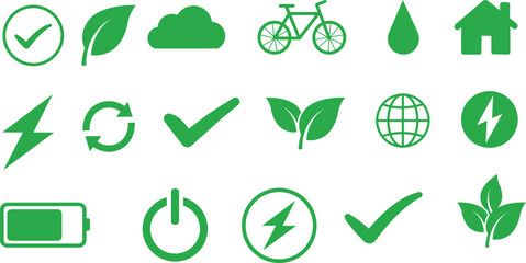 Green Eco Friendly Icons Collection vector illustration