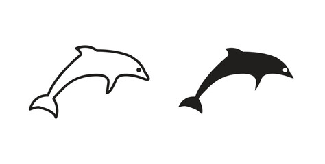 Naklejka premium Dolphin icon vector design. icon doodle hand drawn.