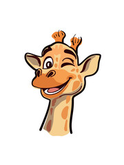 Obraz premium joyful cartoon giraffe portrait in fun animated style