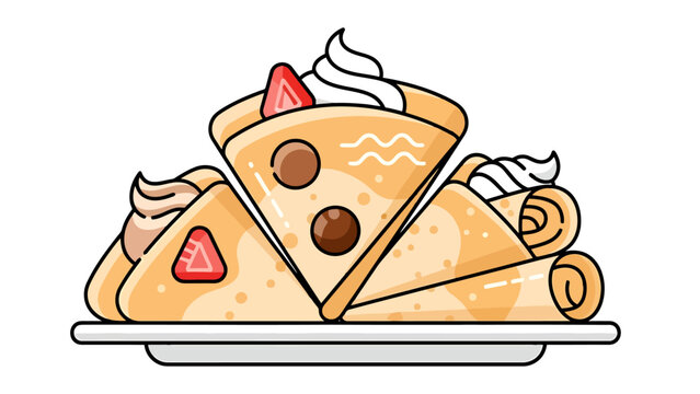 Delicious Dessert Crepes Stacked on a Plate Sweet Food Illustration leker