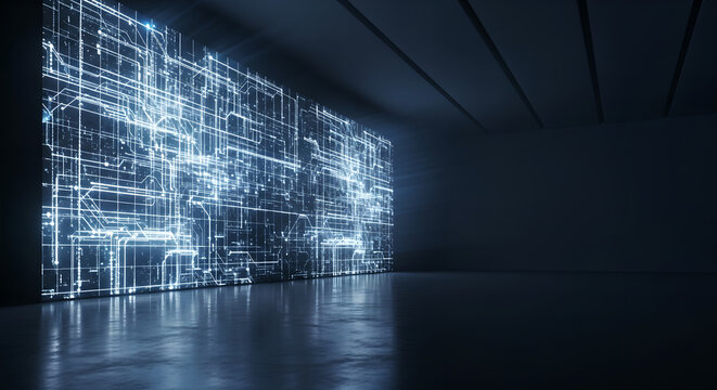 Data Technology Circuit Board Blue Light Abstract Copy Space