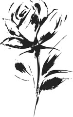 Fototapeta premium Rose flower sketch hand drawn black and white botanical illustration. Vector illustration