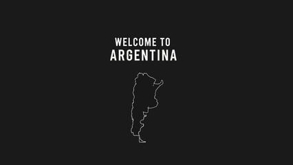 Argentina Welcome Message with Country Outline on Dark Background.