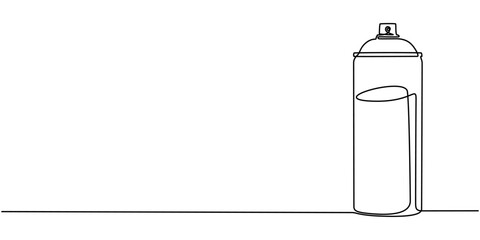 Continuous one line drawing of aerosol sprayer paint. One line drawing illustration of spray can. Paint for graffiti concept continuous line art. Editable outline.