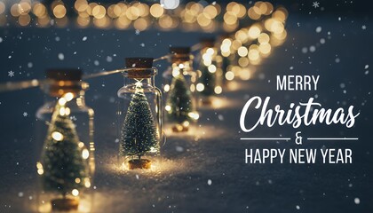 Magical Christmas Tree Decorations with Twinkling Lights and Snowfall.