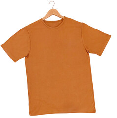 Image of a dark orange children's shirt without a background, a transparent orange small size...