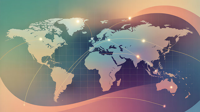 Global connections network map for business growth strategy