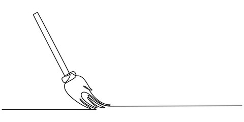 Continuous one line drawing of mop and bucket. Cleaning concept. Simple vector illustration, Single line draw design vector graphic illustration. Cleaning tools one line colored continuous drawing.