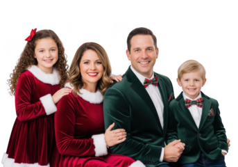 Happy family in festive holiday attire celebrating together creating cherished memories transparent background