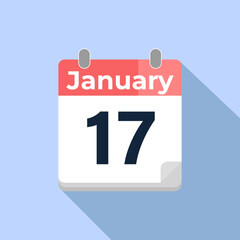 January 17 Vector Calendar
Modern flat color vector calendar with date