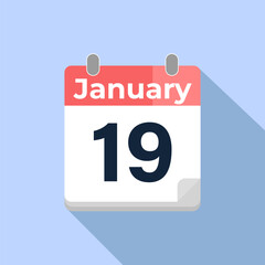 January 19 Vector Calendar
Modern flat color vector calendar with date