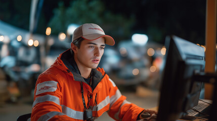 A nonprofit leader guiding volunteers through rapidly changing disaster conditions, adjusting logistics on a mobile dashboard and offering calm reassurance — mission-driven adaptability, real-time