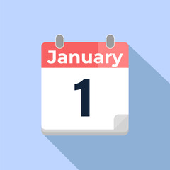 January 1 Vector Calendar
Modern flat color vector calendar with date