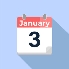January 3 Vector Calendar
Modern flat color vector calendar with date