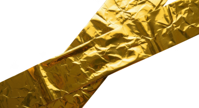 Gold metallic hand gesture on transparent background
