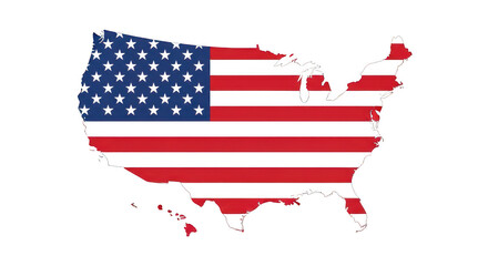 United States map with flag on transparent background
