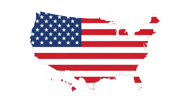 United States map with flag on transparent background
