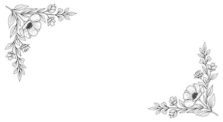 Obraz premium Elegant floral corner border for invitations and cards, delicate botanical touch