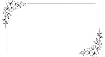 Elegant floral frame with hand drawn style for wedding invitations and branding design