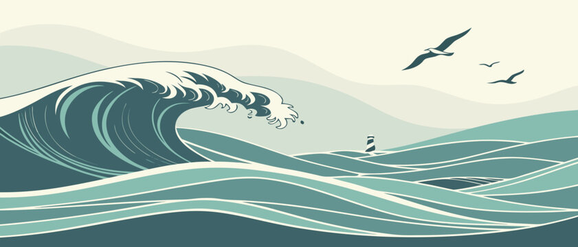 Wide abstract contour waves — seamless flowing curves, smooth color transitions, business header backdrop