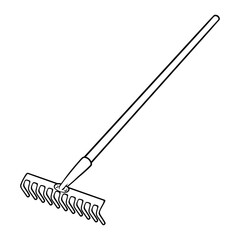 garden rake line art hand drawn illustration